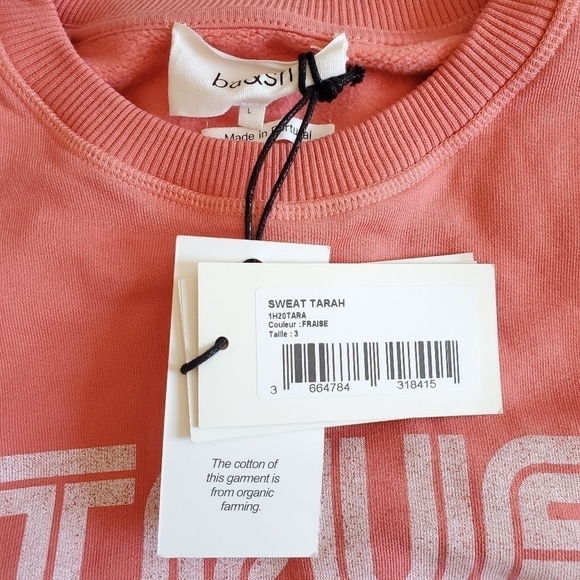 New BA&SH Tarah True Life Graphic Cotton Off White Sweatshirt Size 3/L/8 US NWT - Picture 13 of 16